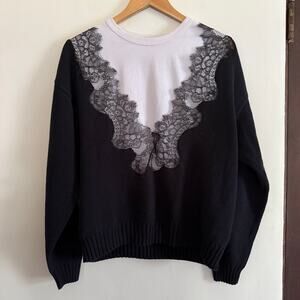 PHILOSOPHY di Lorenzo Serafini Black Lace Trim Layered Look Jumper Sweater Small